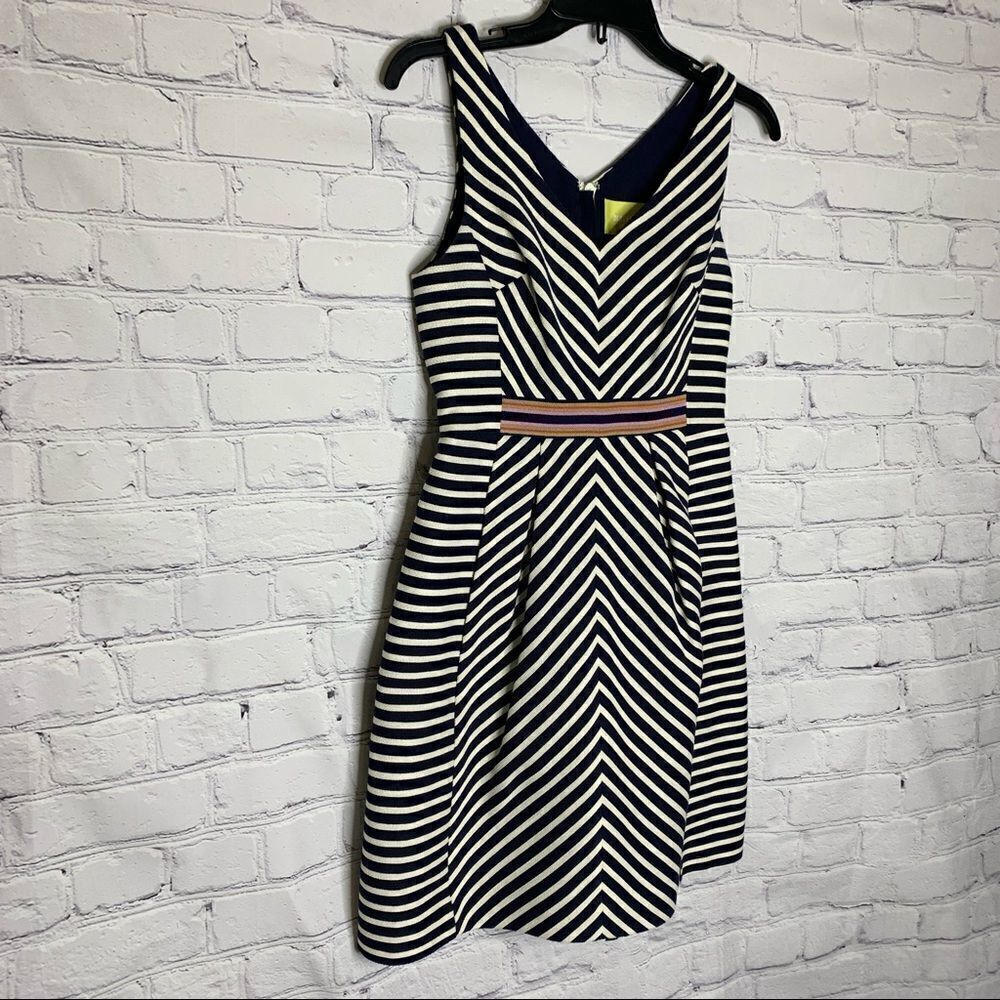 Anthropologie Maeve navy and white miter stripe sleeveless dress - Picture 5 of 16